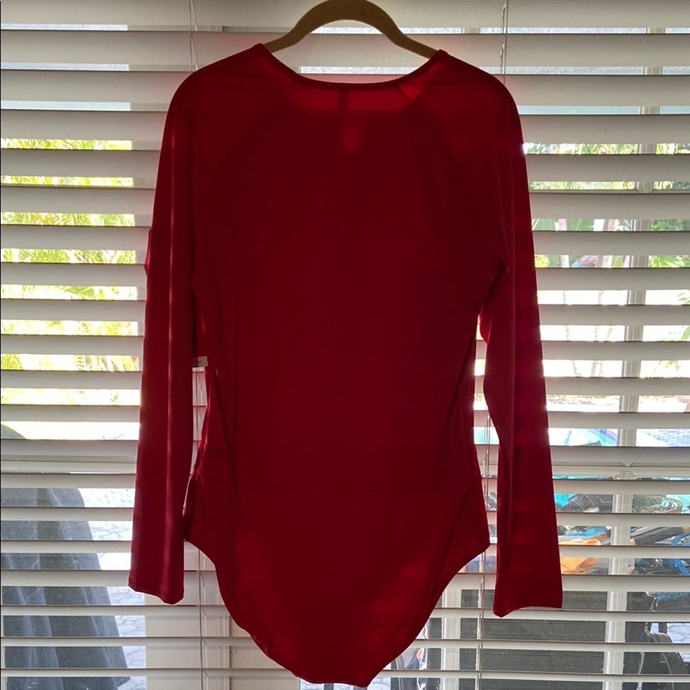 SPANX Red Long Sleeve One Piece Swimsuit - Picture 5 of 5